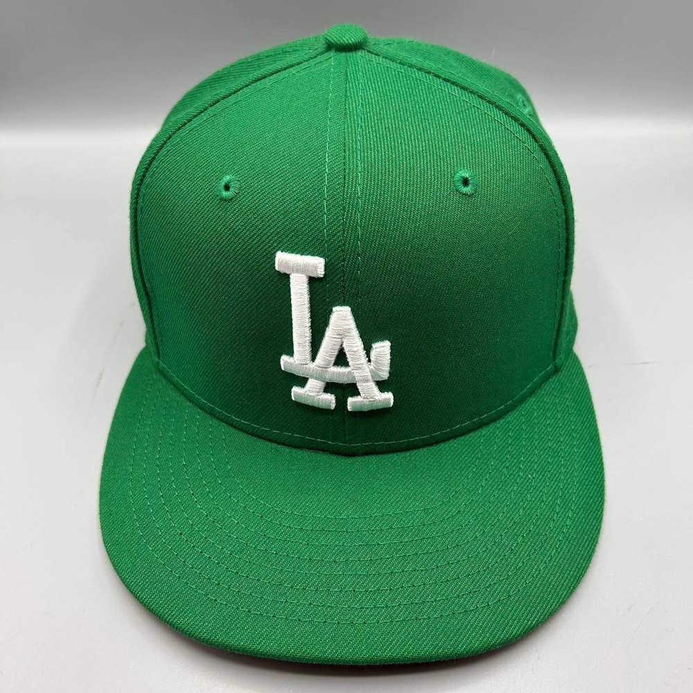Los Angeles LA Dodgers Hat Men 7 3/8 Green Red 59Fifty New Era MLB Fitted Cap